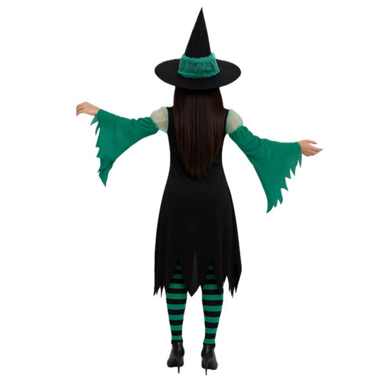 Fato de Bruxa Esmeralda Verde para mulher