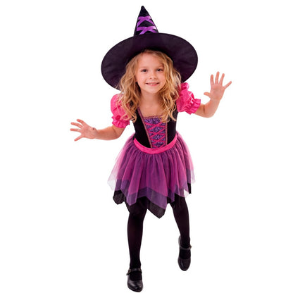 Fato de Bruxa Fúchsia para menina