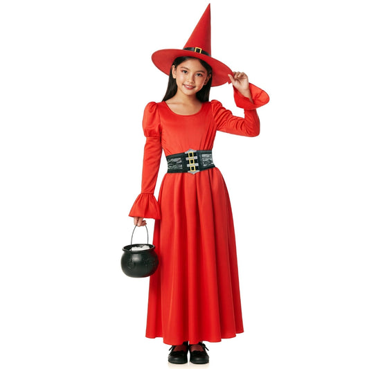 Fato de Bruxa Vermelho Corset para menina