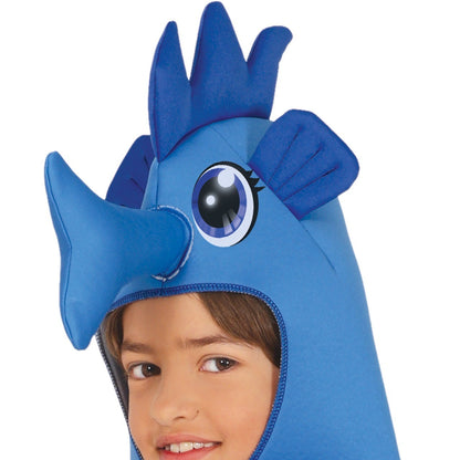 Fato de cavalo marinho azul infantil para menino