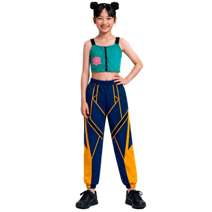 Fato de Cantora K-Pop Azul Eco para menina