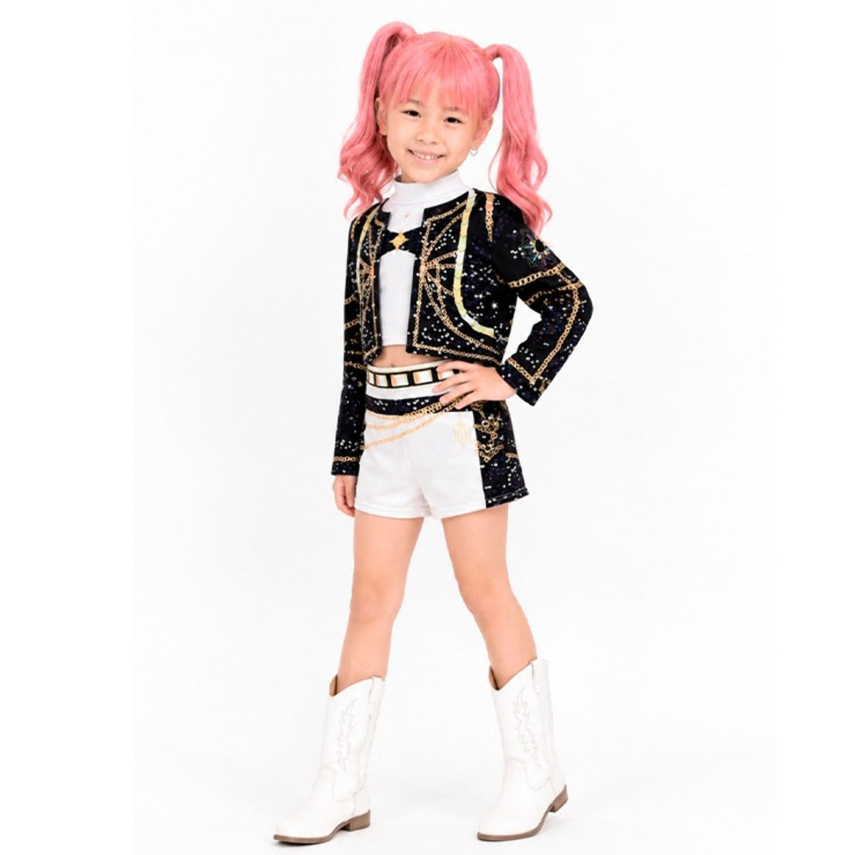 Fato de Cantora K-Pop Branca Luxury para menina