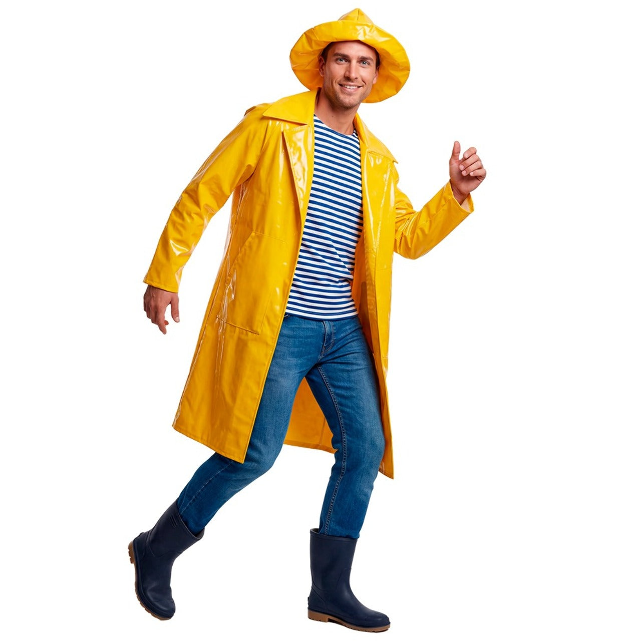 Fato de Capitão Pescador Amarelo para adulto