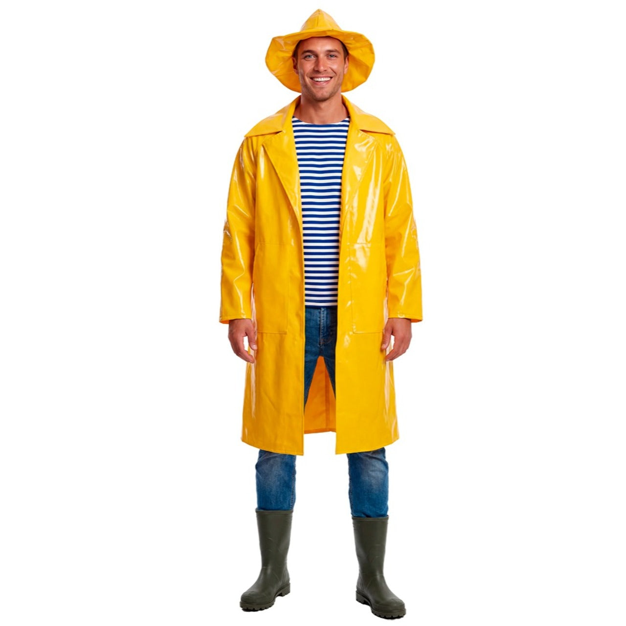 Fato de Capitão Pescador Amarelo para adulto