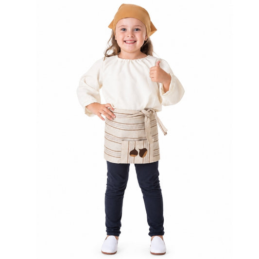 Fato de Vendedora de Castanhas às Riscas para menina