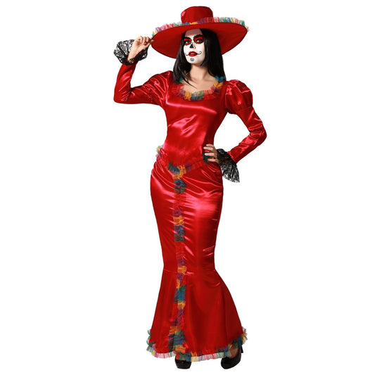 Fato de Catrina Vermelho para mulher
