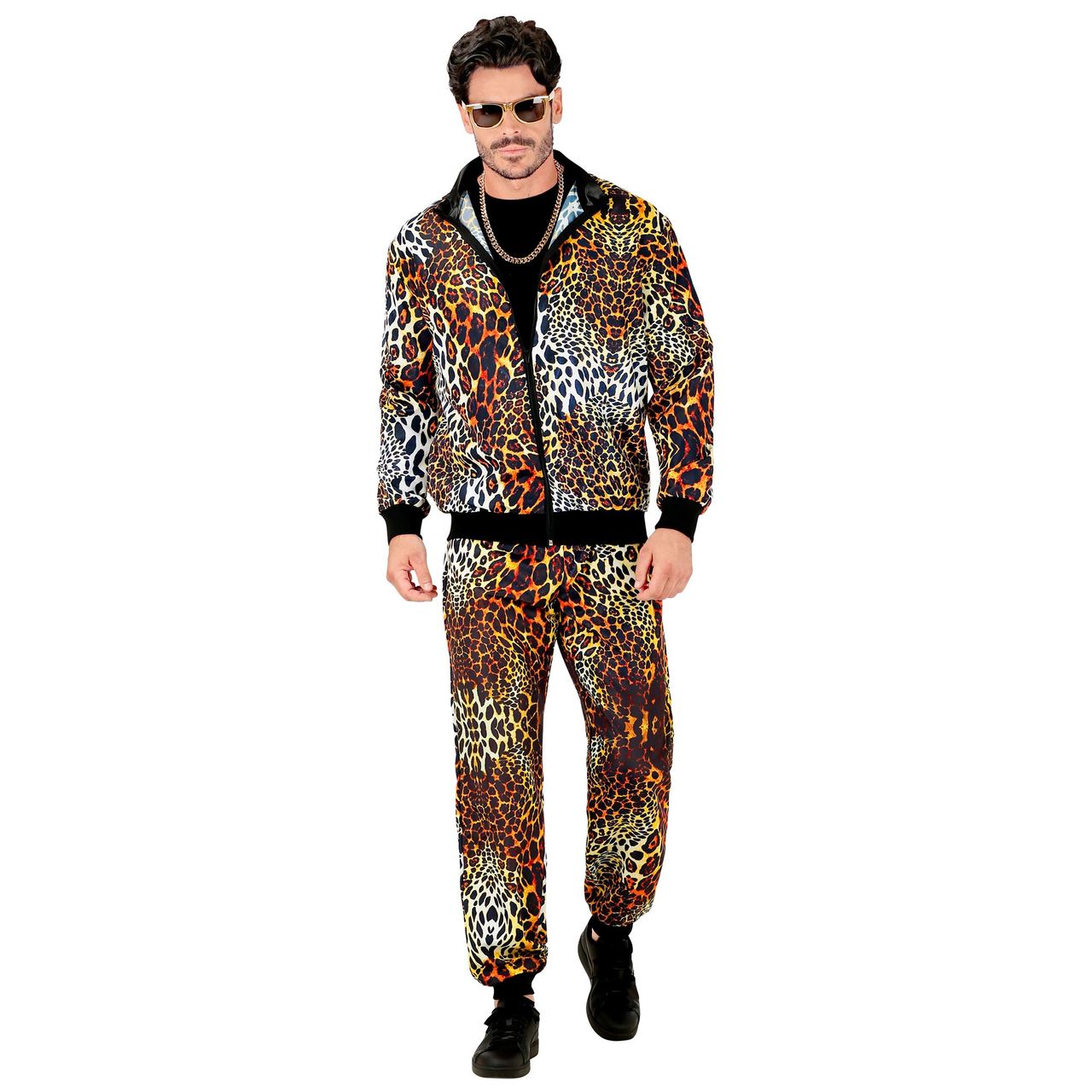 Fato de Fato de Treino Anos 80 Leopardo Fashion para adulto