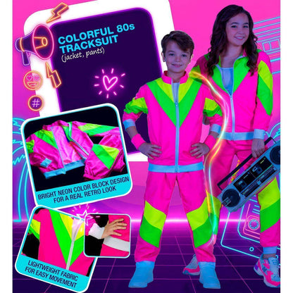 Fato de Fato de Treino dos Anos 80 Néon infantil