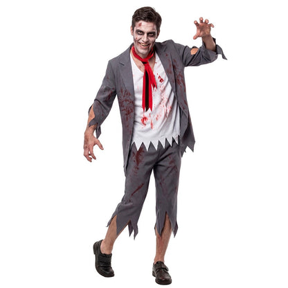 Fato de Estudante Zombie com Gravata para homem
