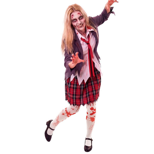 Fato de Estudante Zombie com Gravata para senhora