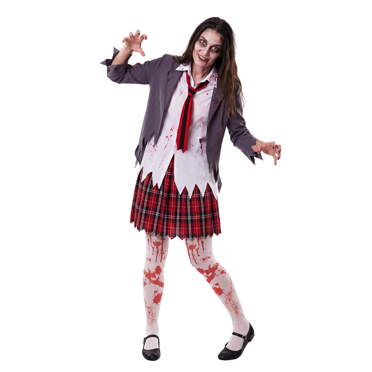 Fato de Estudante Zombie com Gravata para senhora