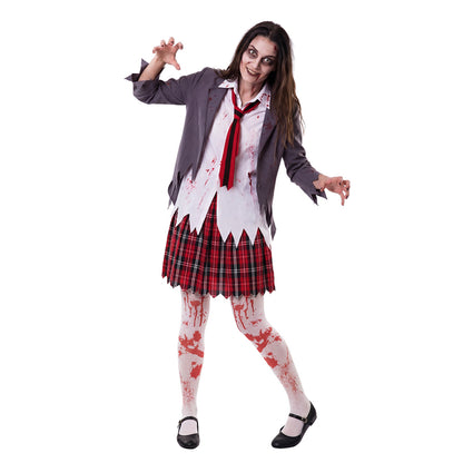 Fato de Estudante Zombie com Gravata para senhora