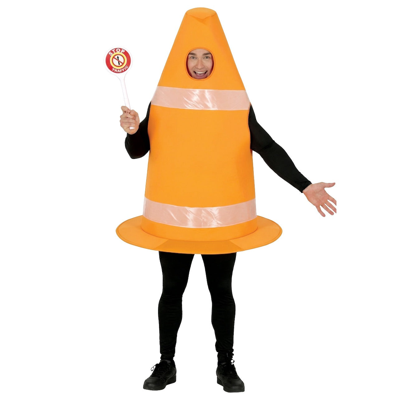 Fato de Cone de Tráfego Divertido para adulto
