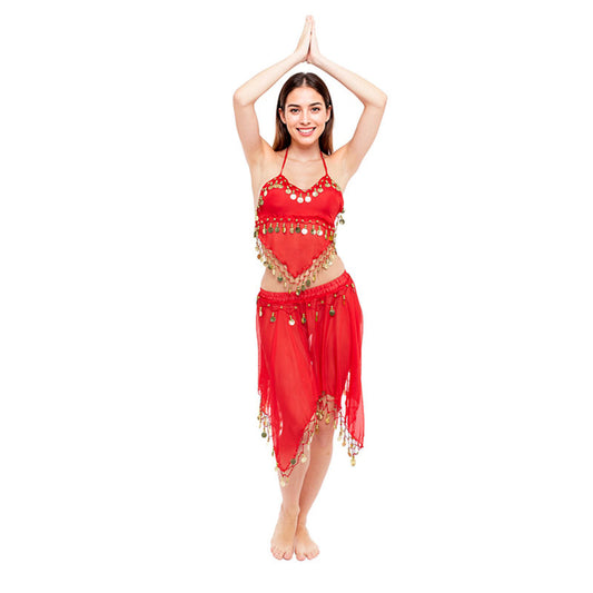 Fato de Dança do Ventre Saia Vermelha para mulher