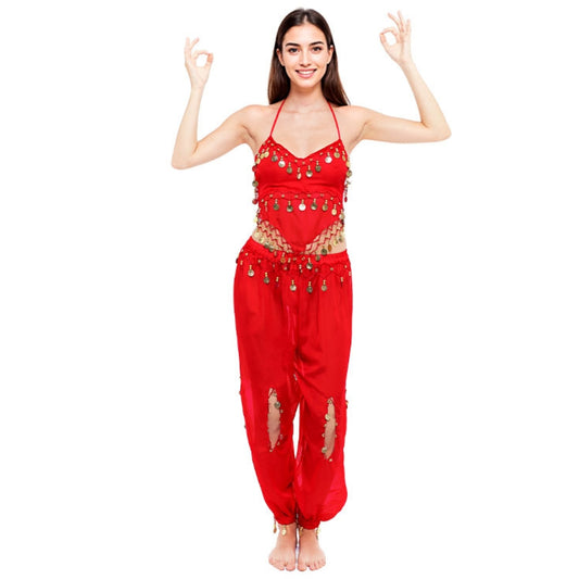 Fato de Dança do Ventre Vermelho para mulher