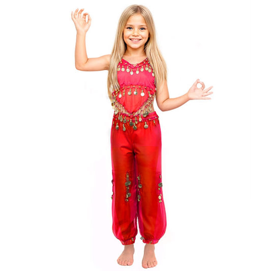 Fato de Dança do Ventre Vermelho para menina
