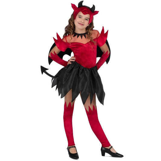 Fato de Diabo Alado Vermelho para menina