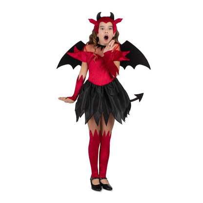 Fato de Diabo Alado Vermelho para menina