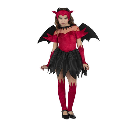 Fato de Diabo Alado Vermelho para menina