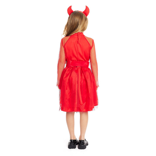 Fato de Diablesa Vermelha para menina