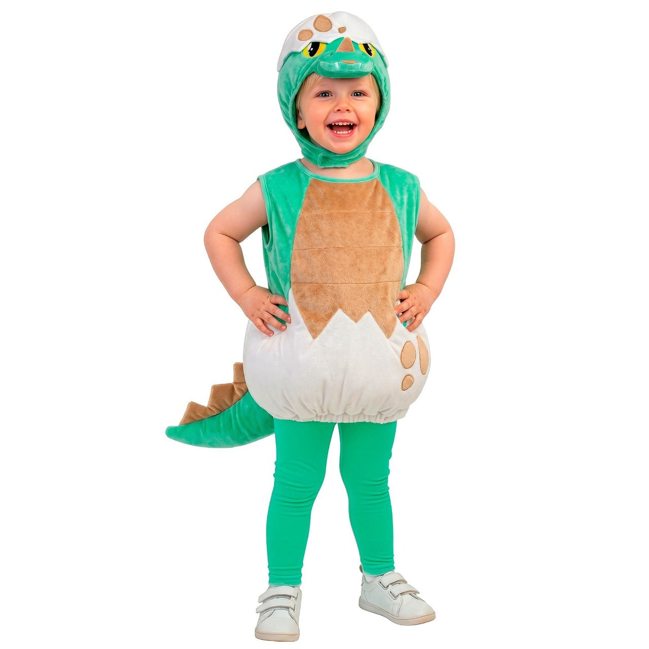 Fato de Dinossauro Verde Casca para bebé