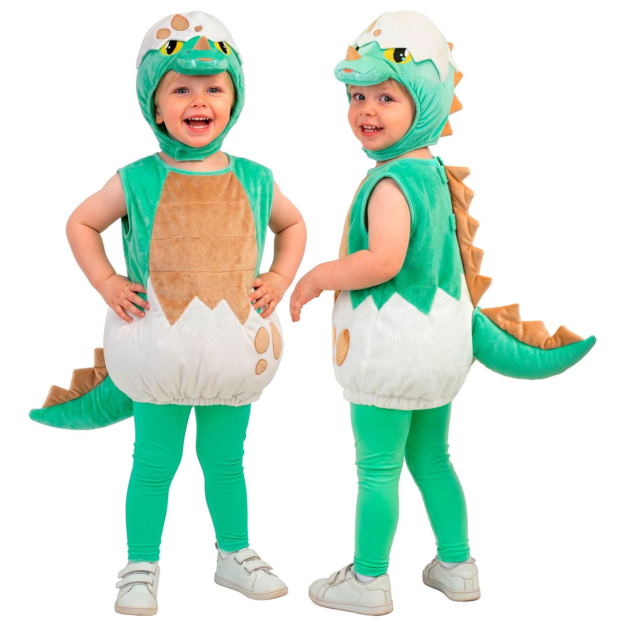 Fato de Dinossauro Verde Casca para bebé