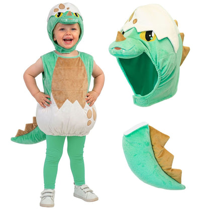 Fato de Dinossauro Verde Casca para bebé