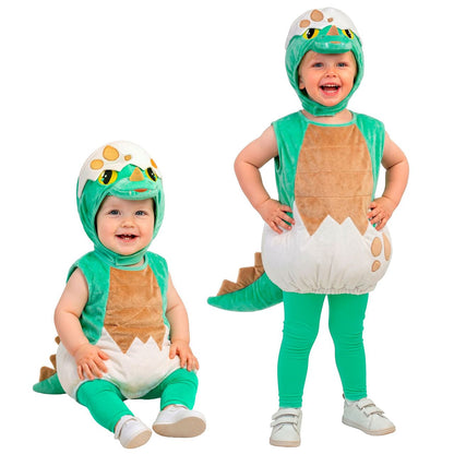 Fato de Dinossauro Verde Casca para bebé