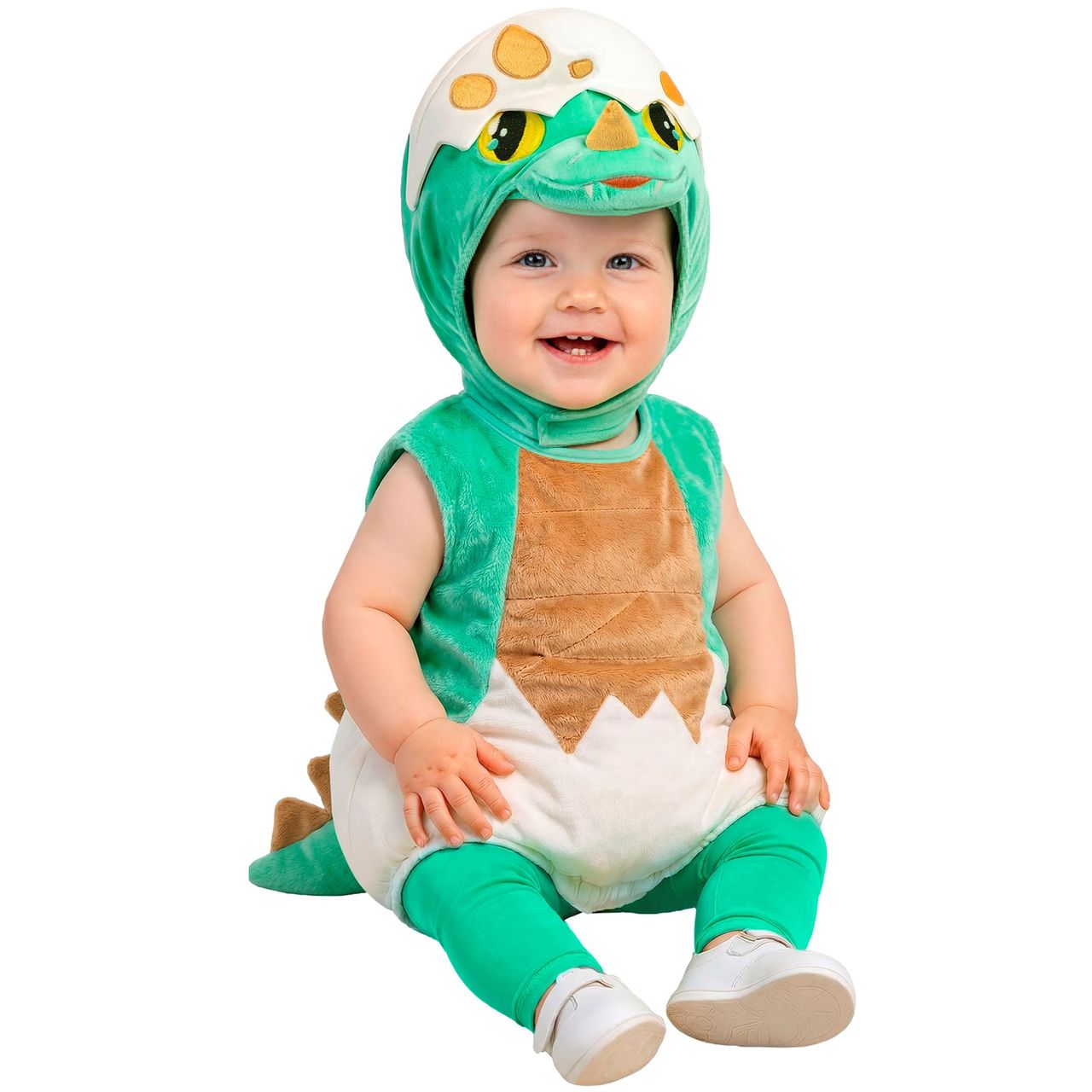 Fato de Dinossauro Verde Casca para bebé