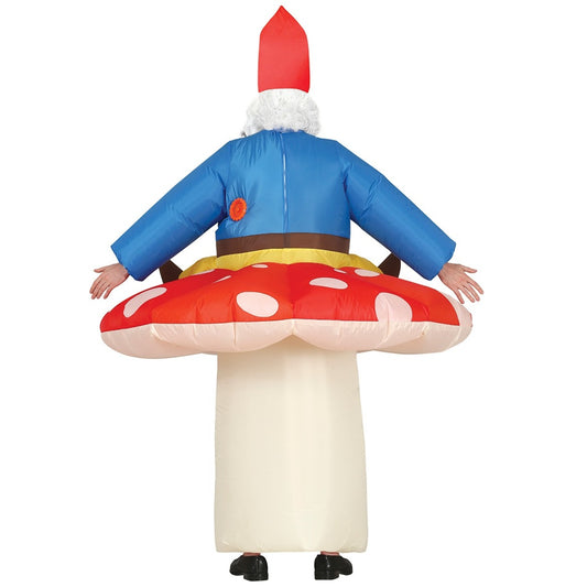 Fato de Duende em Cima de Cogumelo Inflável para Adulto