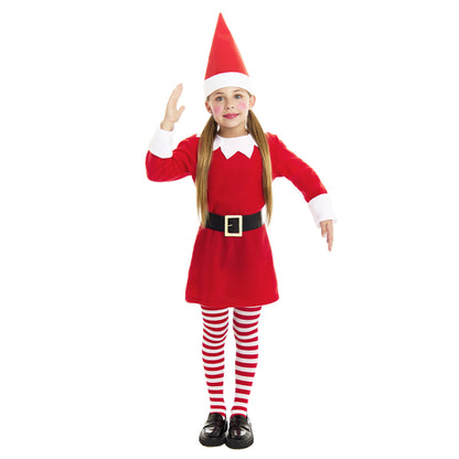 Fato de Elfa de Natal Vermelho para menina