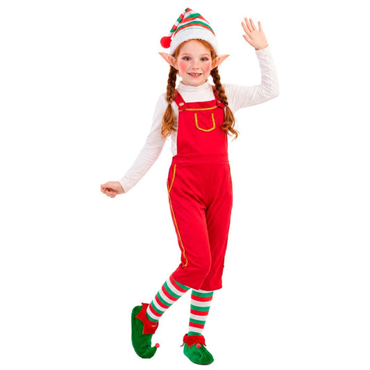 Fato de Elfa Macacão Vermelho para menina