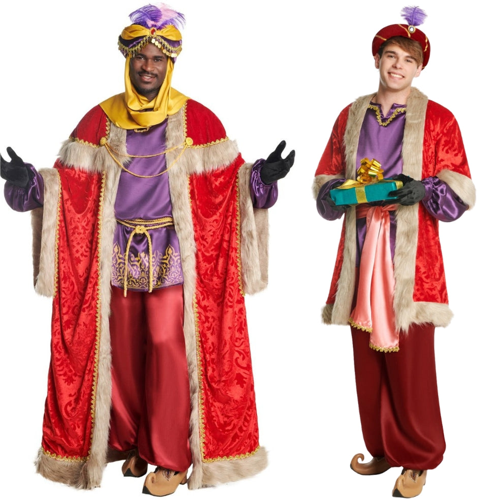 Fatos de casal de Rei Mago Baltasar e Pajem Extra