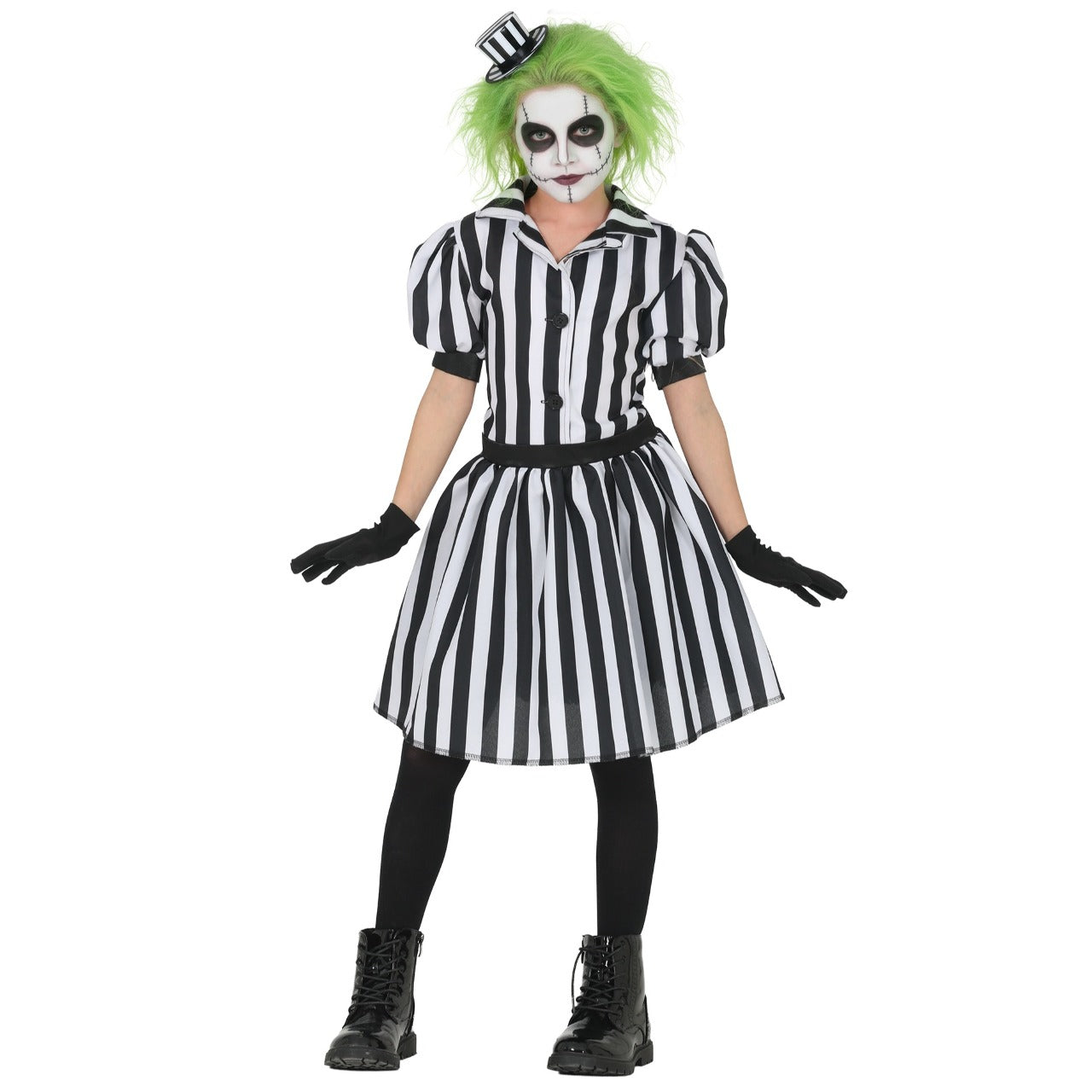Fato de Fantasma Riscas Vestido para menina