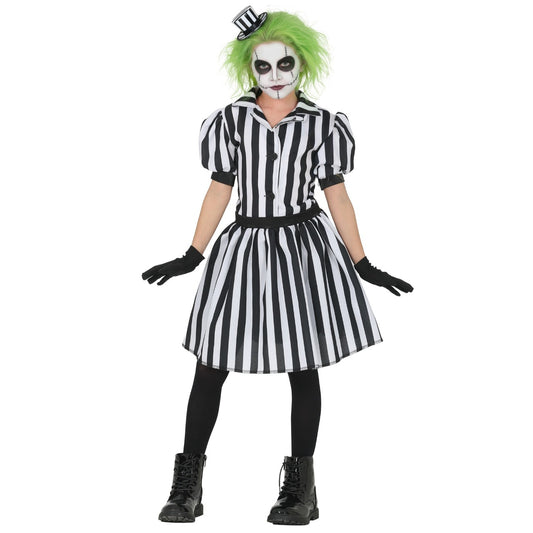 Fato de Fantasma Riscas Vestido para menina