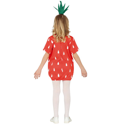 Fato de vestido de morango para menina