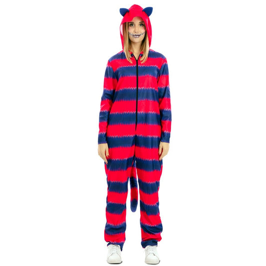 Fato de Gato Cheshire Listrado para adulto