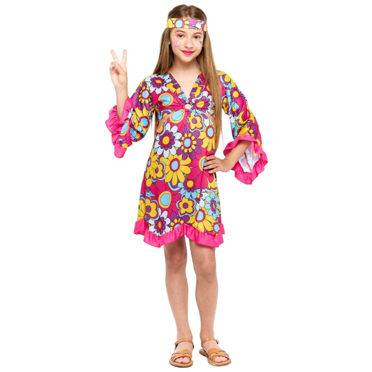 Fato de Hippie Fúcsia para menina
