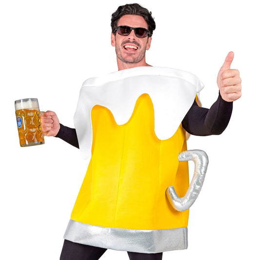 Fato de Jarra de Cerveja Amarela para adulto