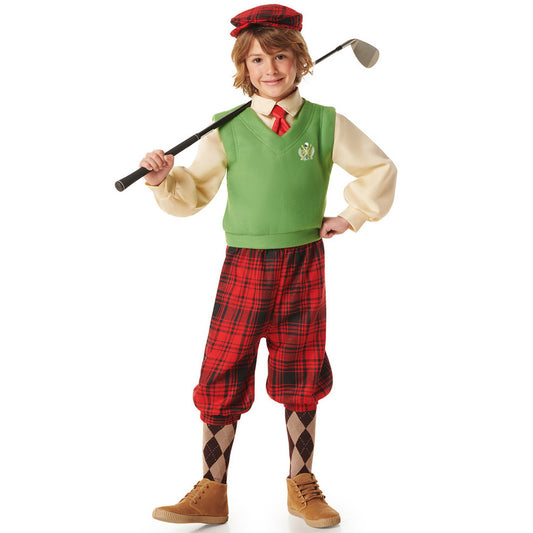 Fato de Jogador de Golfe Quadriculado para criança