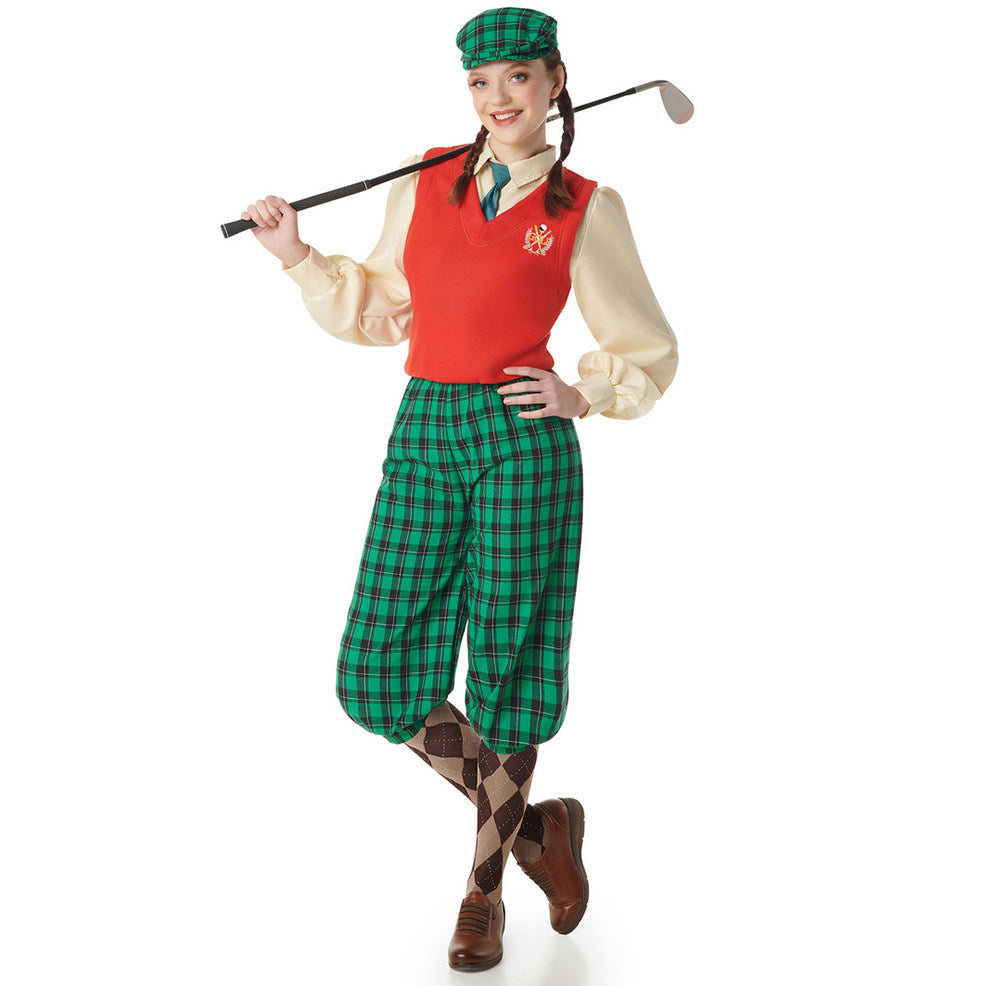Fato de Jogadora de Golfe Quadriculada para mulher