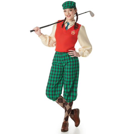 Fato de Jogadora de Golfe Quadriculada para mulher