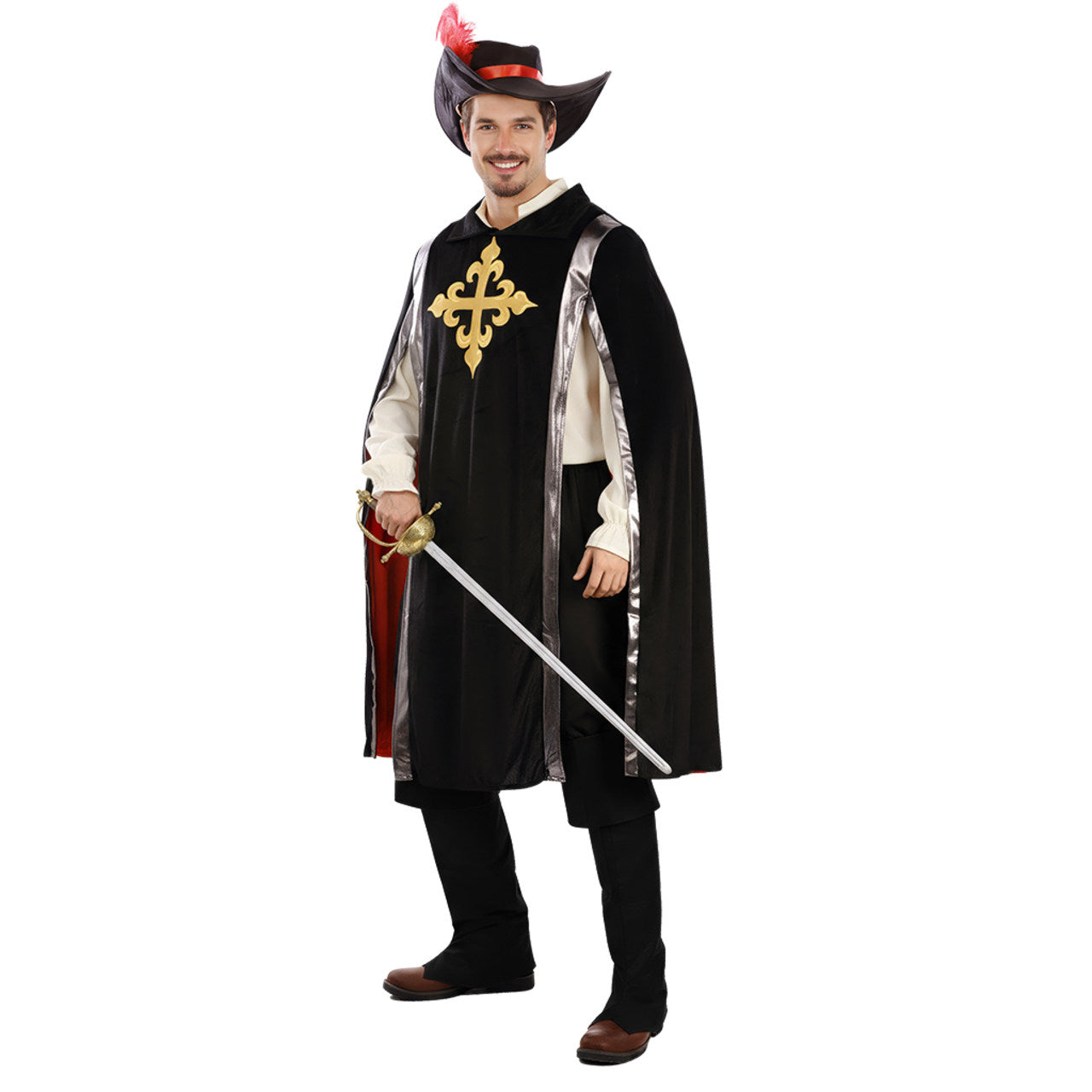 Fato de Mosqueteiro Negro para adulto
