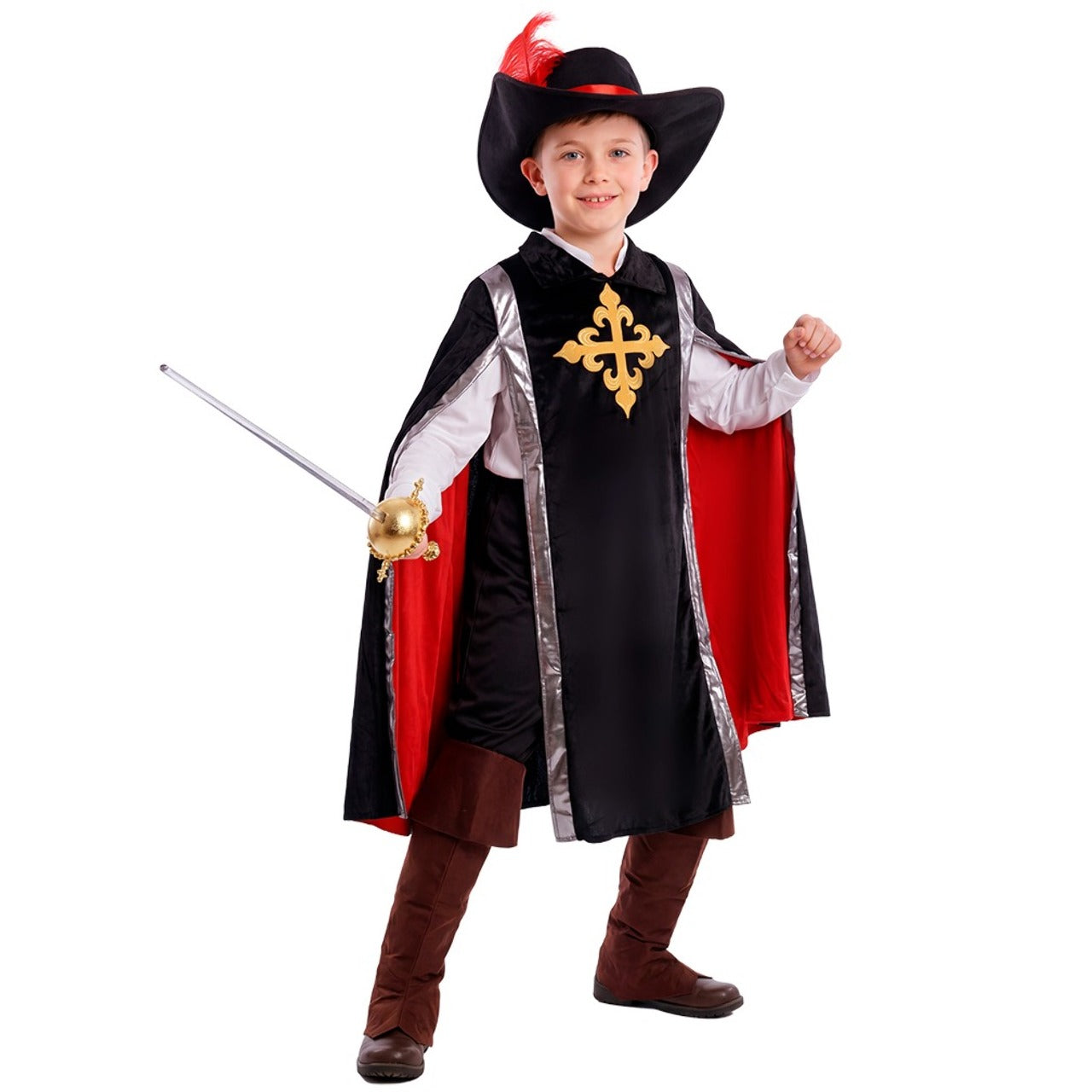 Fato de Mosqueteiro Negro infantil