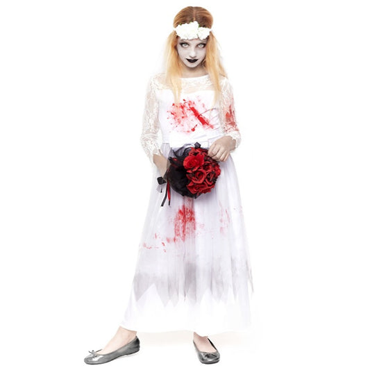 Fato de Noiva Zombie Sangrenta para menina