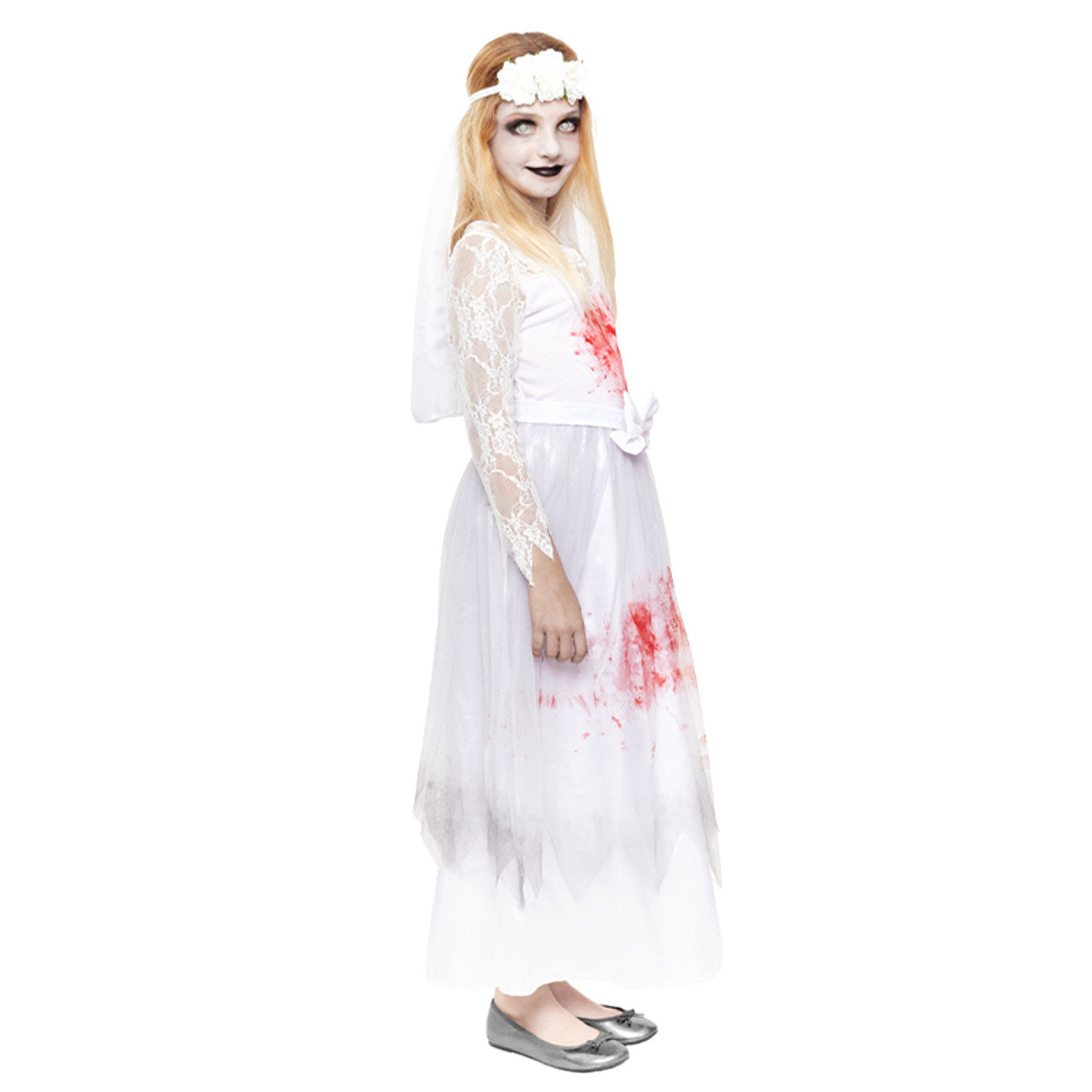 Fato de Noiva Zombie Sangrenta para menina