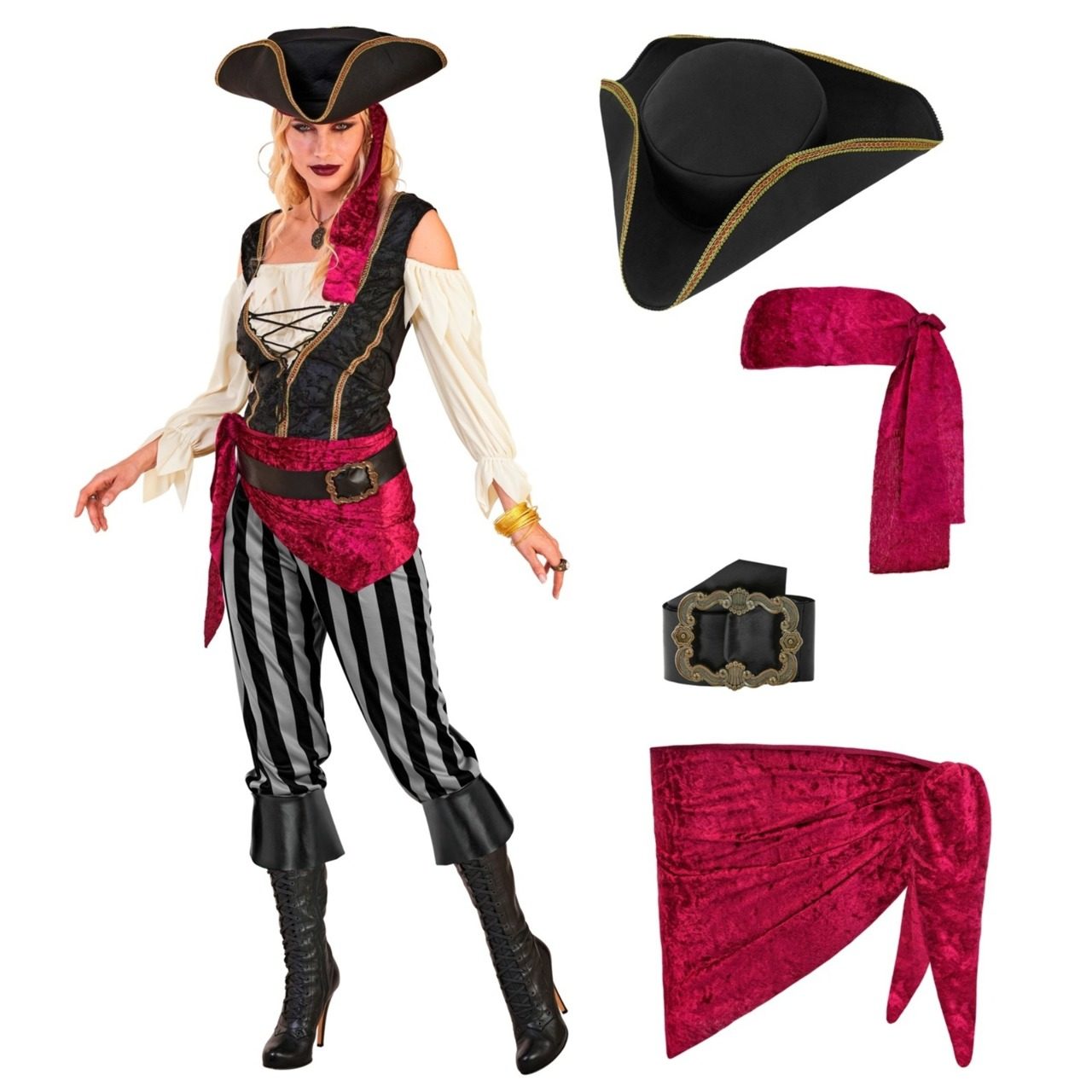 Fato de Pirata Faixa para mulher