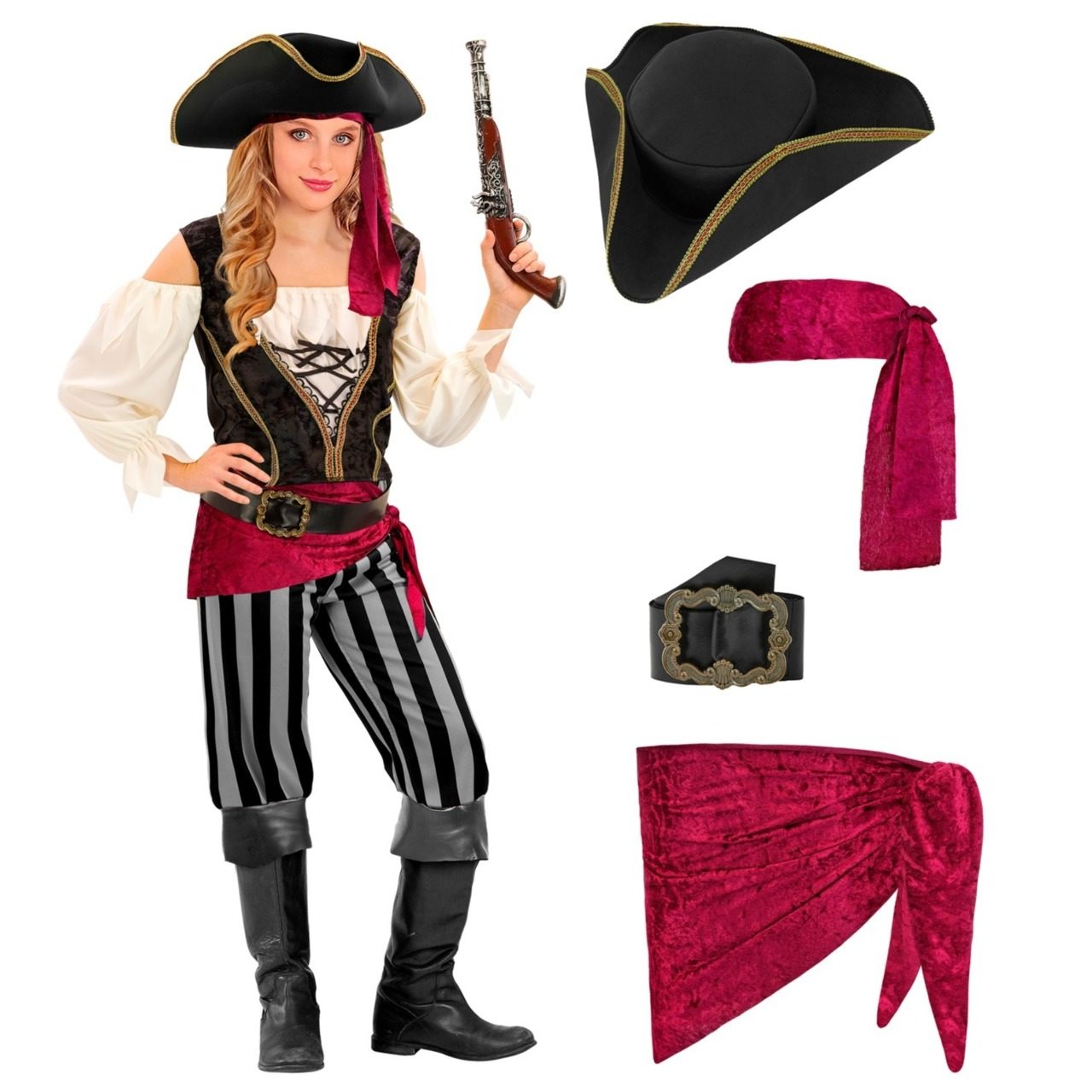 Fato de Pirata Faixa para menina
