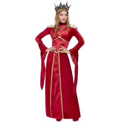 Fato de Rainha Medieval Vermelha para mulher