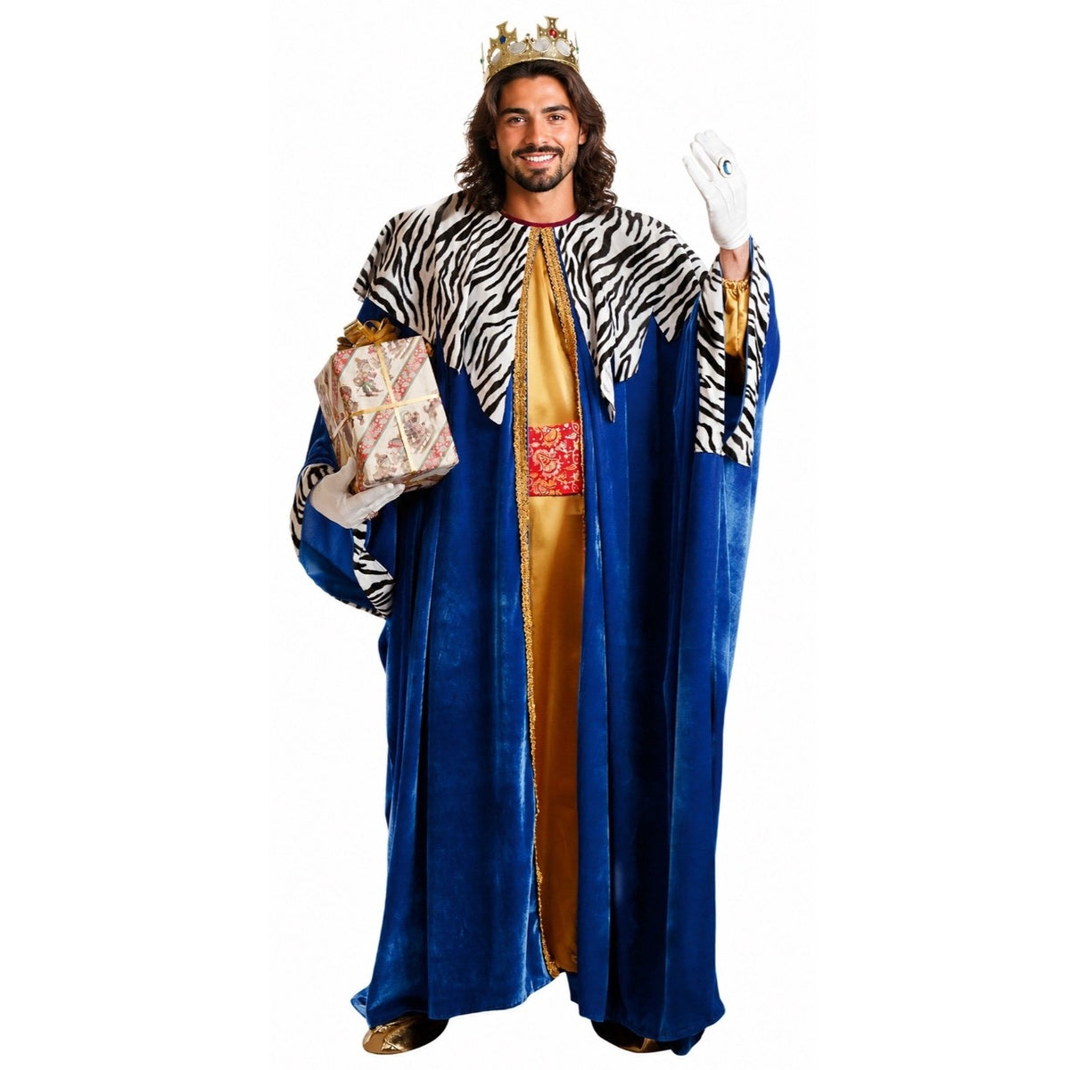 Fato de Rei Mago Melchior Padrão Zebra para adulto